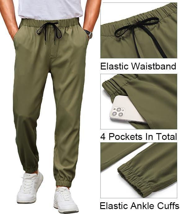 imageCOOFANDY Mens Joggers Pants Regular Fit Casual Pants Lightweight Elastic Waistband Pants with PocketsArmy Green