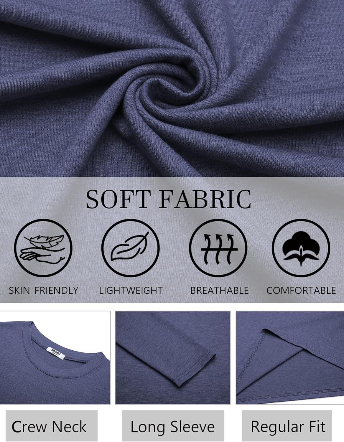 imageCOOFANDY Mens Long Sleeve T Shirts Crew Neck Casual Basic Tee Shirt Lightweight Pullover Shirts1 Packnavy Blue