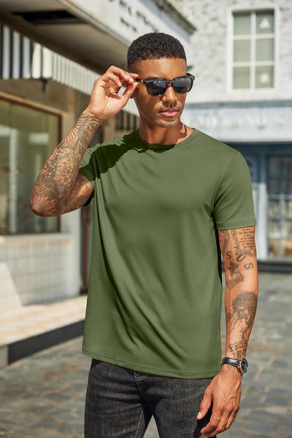 imageCOOFANDY Mens Short Sleeve TShirts Crew Neck Casual Summer T Shirts 13 Pack Basic Tee ShirtB Navy BlueArmy Green 2 Pack