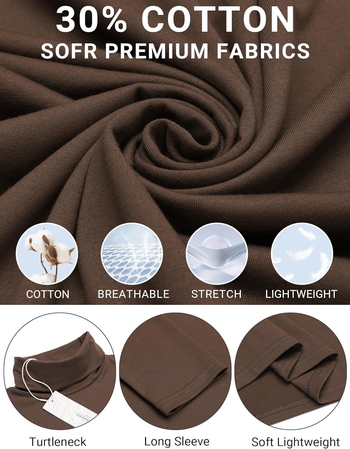 imageCOOFANDY Mens Slim Fit Turtleneck Cotton T Shirts Casual Long Sleeve Lightweight Pullover Sweater Basic TopsBrown