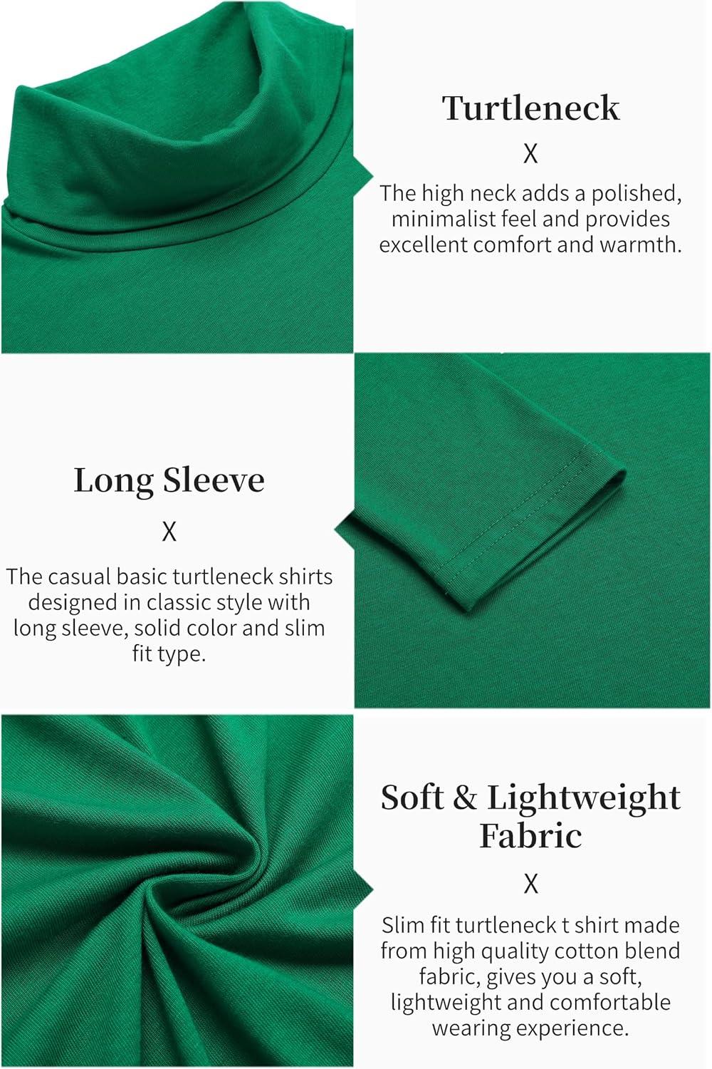 imageCOOFANDY Mens Slim Fit Turtleneck Cotton T Shirts Casual Long Sleeve Lightweight Pullover Sweater Basic TopsGreen Santa Claus