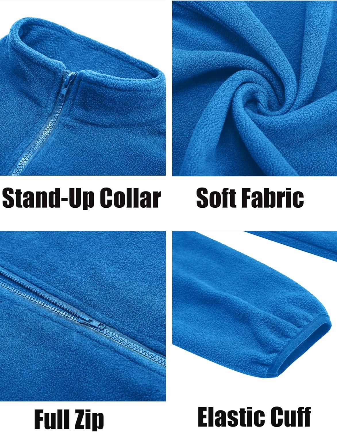imageCOOFANDY Mens Soft Polar Fleece Jacket Lightweight Full Zip Jackets Casual Outdoor Warm Jackets Coats with PocketsBlue