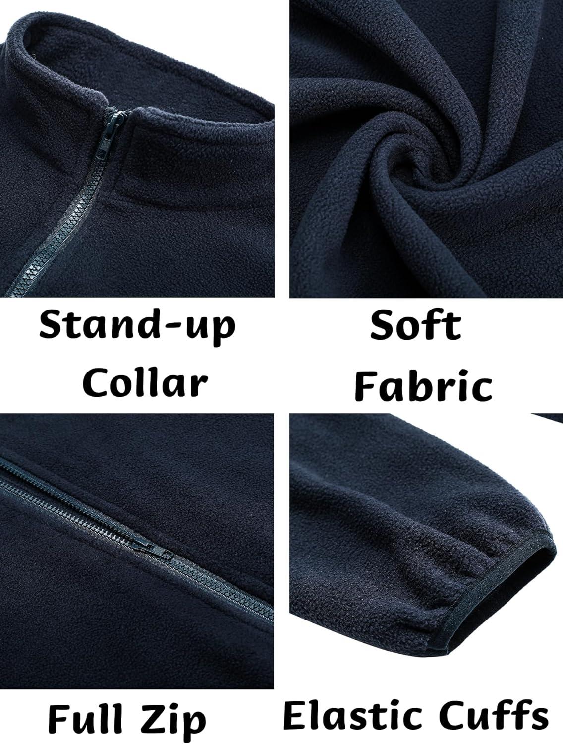 imageCOOFANDY Mens Soft Polar Fleece Jacket Lightweight Full Zip Jackets Casual Outdoor Warm Jackets Coats with PocketsNavy Blue