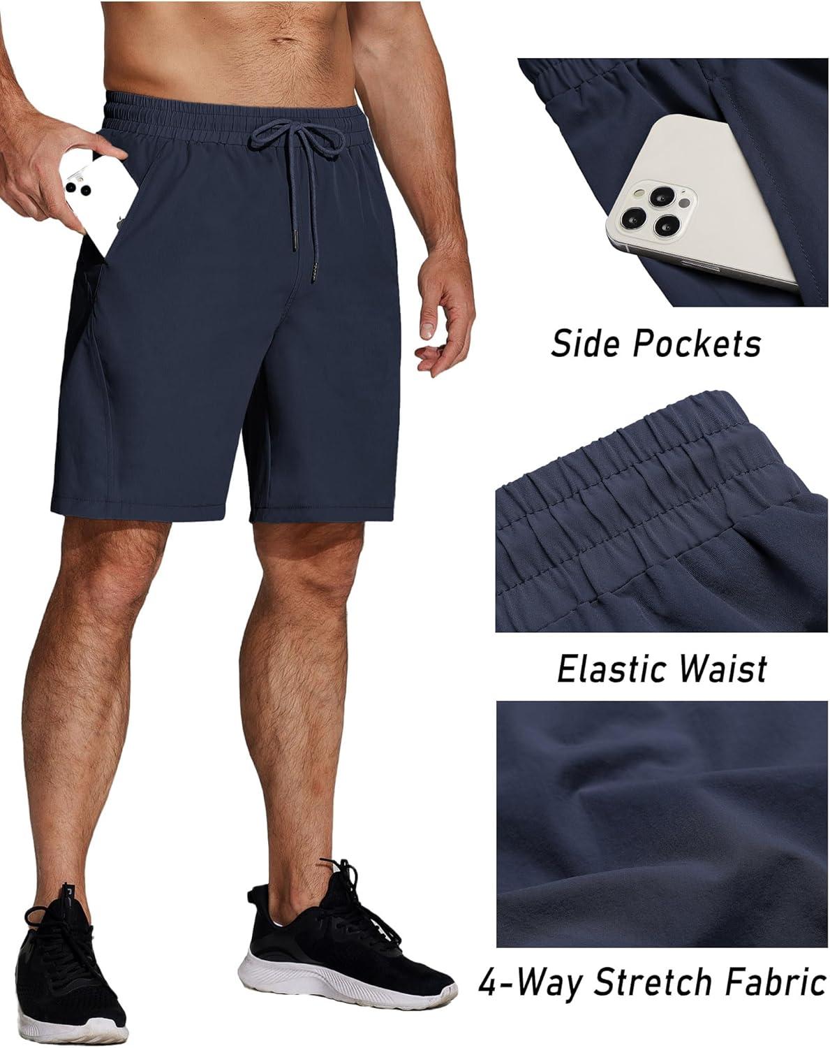 imageCOOFANDY Mens Sweat Shorts 9quot Drawstring Elastic Waist Gym Workout Shorts Casual Athletic Jogger Knit Shorts with PocketsBlackNavy Blue