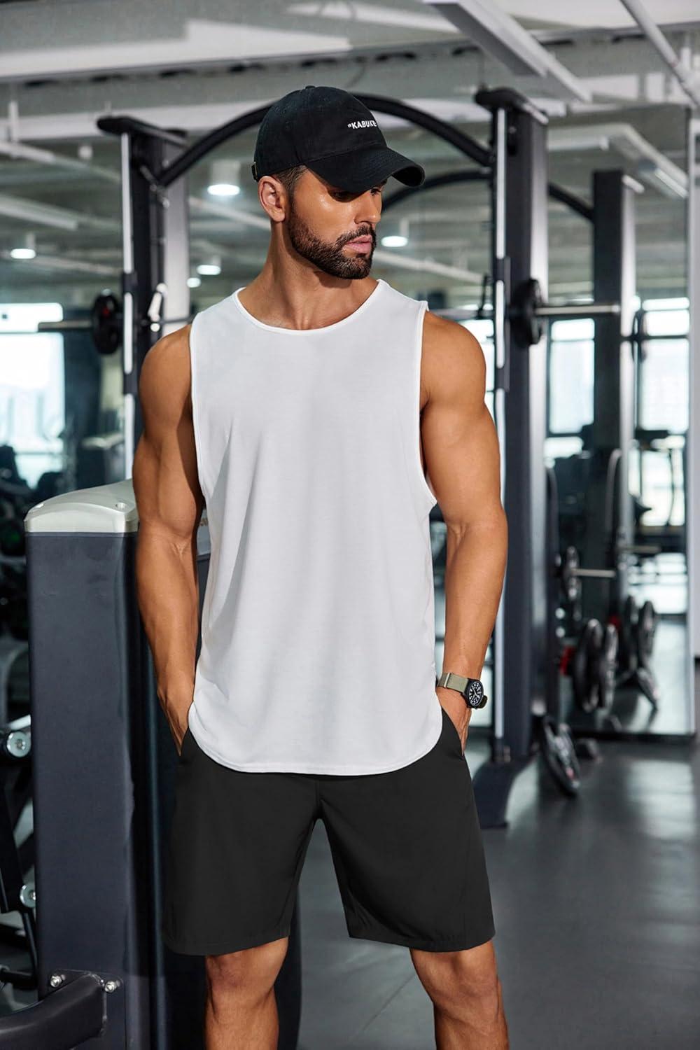 imageCOOFANDY Mens Sweat Shorts 9quot Drawstring Elastic Waist Gym Workout Shorts Casual Athletic Jogger Knit Shorts with PocketsBlackNavy Blue