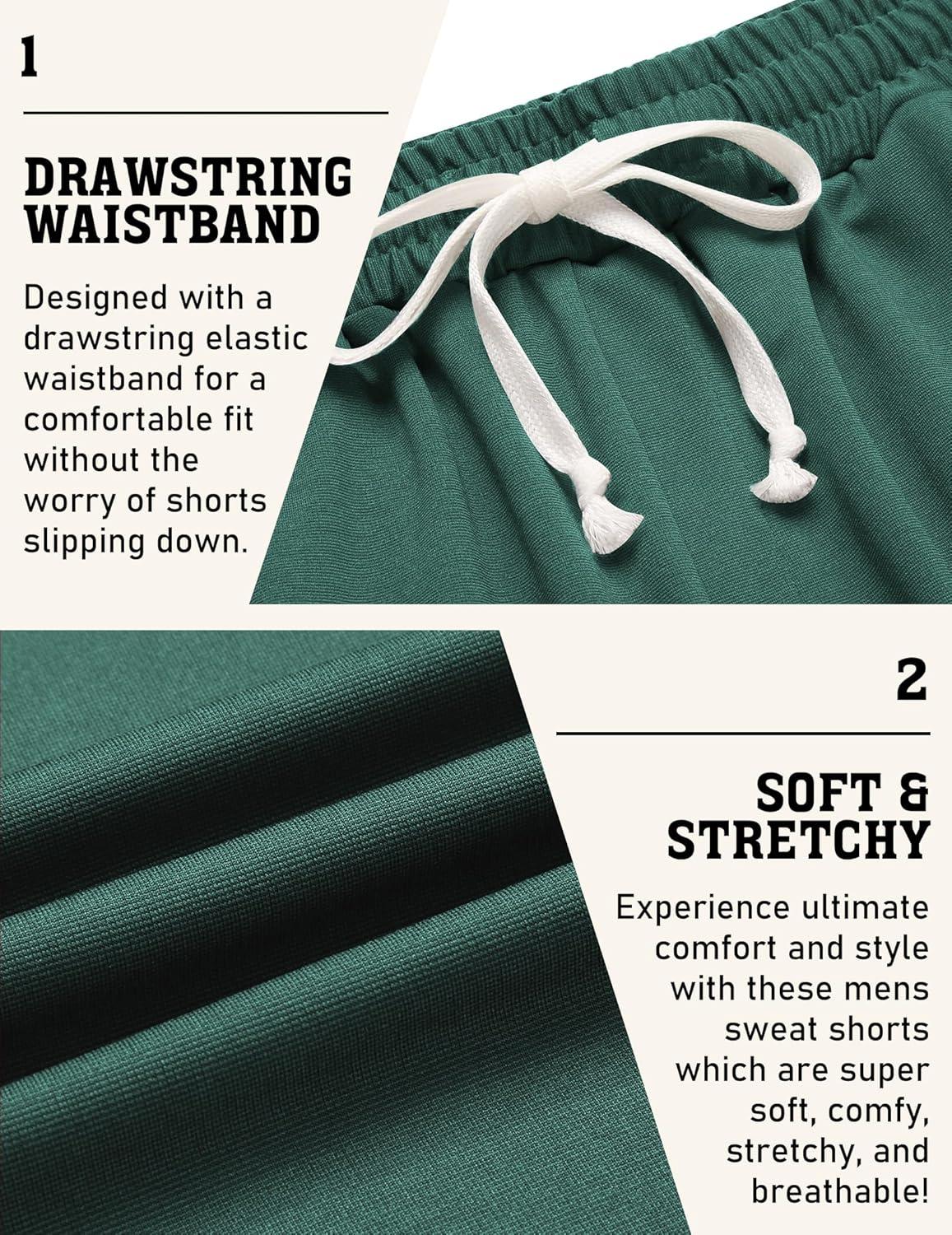 imageCOOFANDY Mens Sweat Shorts 9quot Drawstring Elastic Waist Gym Workout Shorts Casual Athletic Jogger Knit Shorts with PocketsTeal