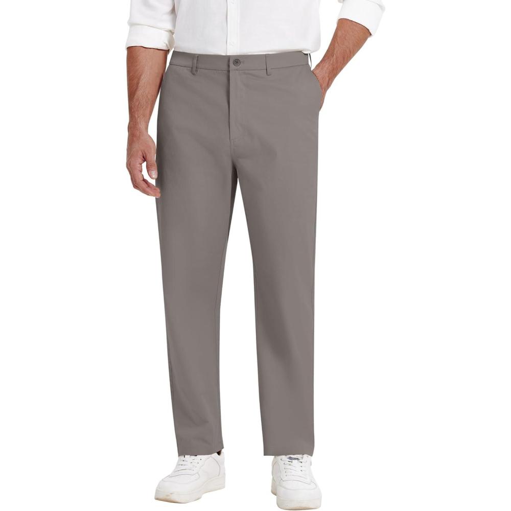 imageCOOFANDY Men Casual Cotton Pants Classic Fit Stretch Chino Pant Flat Front WrinkleFree PantsDark Grey