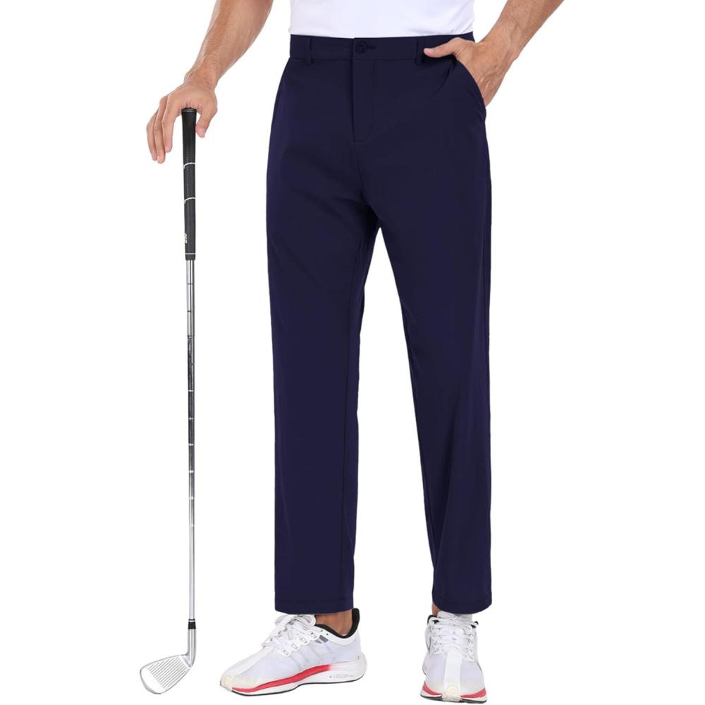 imageCOOFANDY Men Golf Stretch Pant Casual Slim Fit Pant Lightweight Sweatpants with PocketNavy Blue