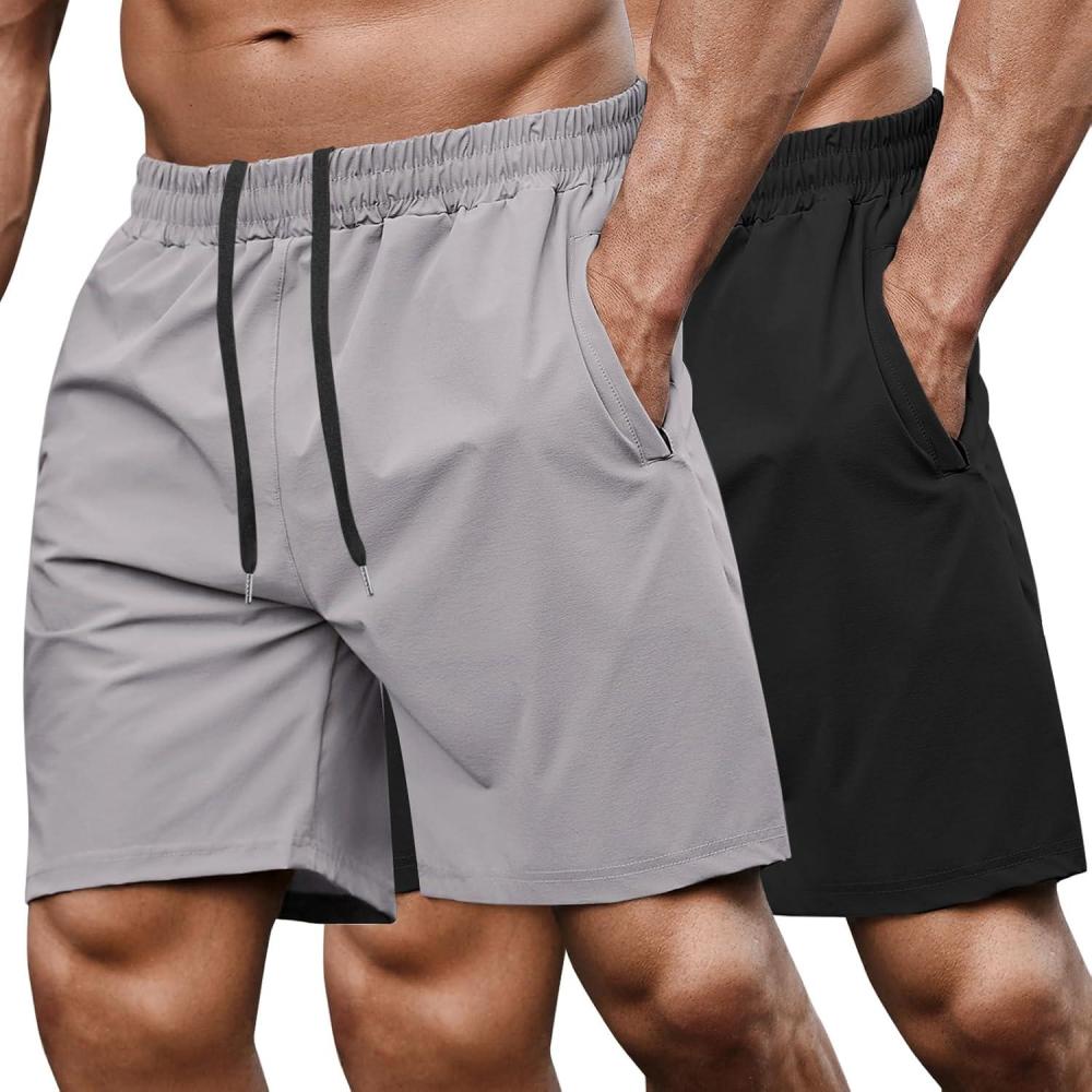 imageCOOFANDY Mens 7quot Gym Workout Shorts 2 Pack Quick Dry Athletic Shorts Training Running Shorts with Pocket