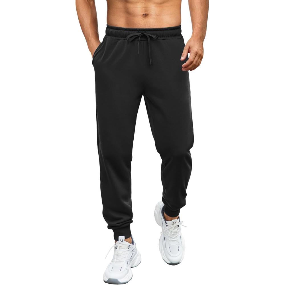 imageCOOFANDY Mens Athletic Joggers Casual Gym Sweatpants Workout Running Track Pants with PocketsBlack