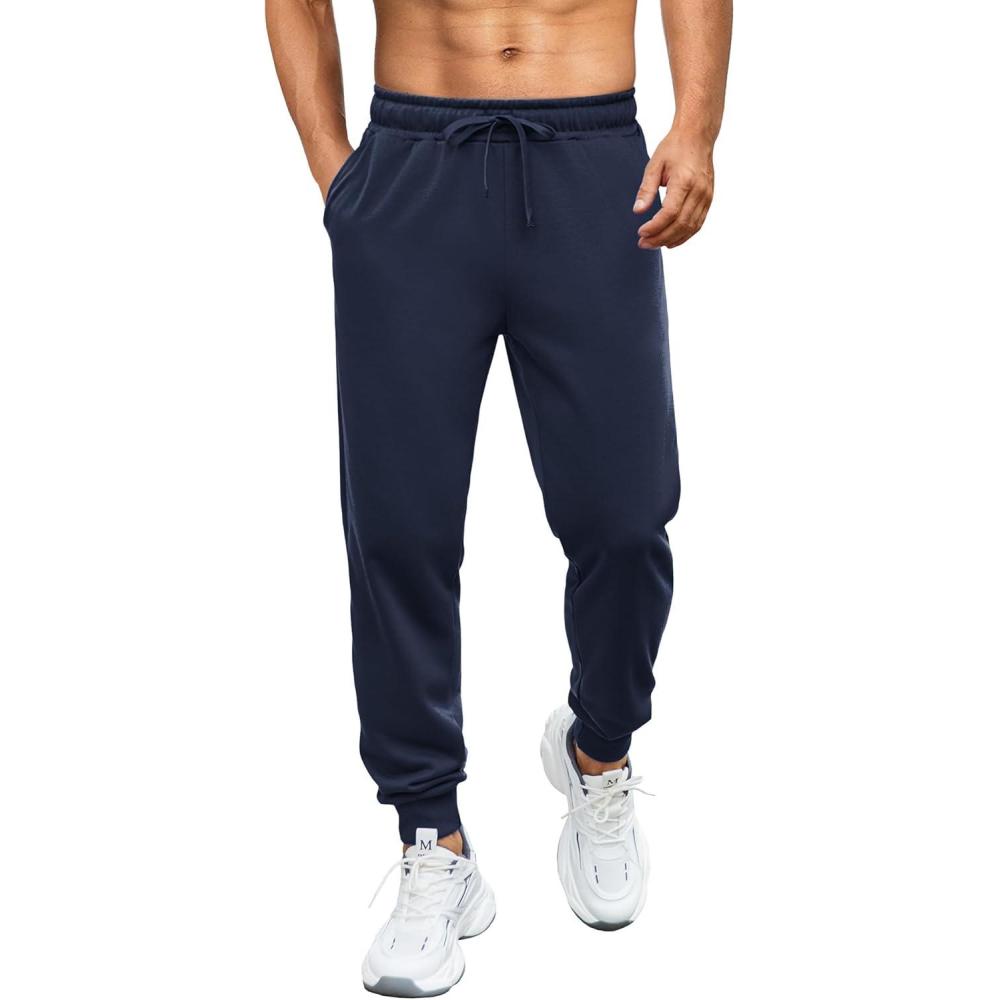 imageCOOFANDY Mens Athletic Joggers Casual Gym Sweatpants Workout Running Track Pants with PocketsDark Blue