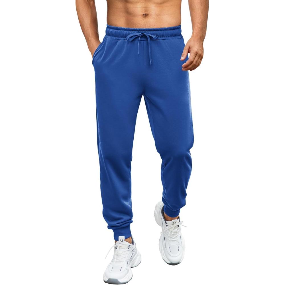 imageCOOFANDY Mens Athletic Joggers Casual Gym Sweatpants Workout Running Track Pants with PocketsRoyal Blue