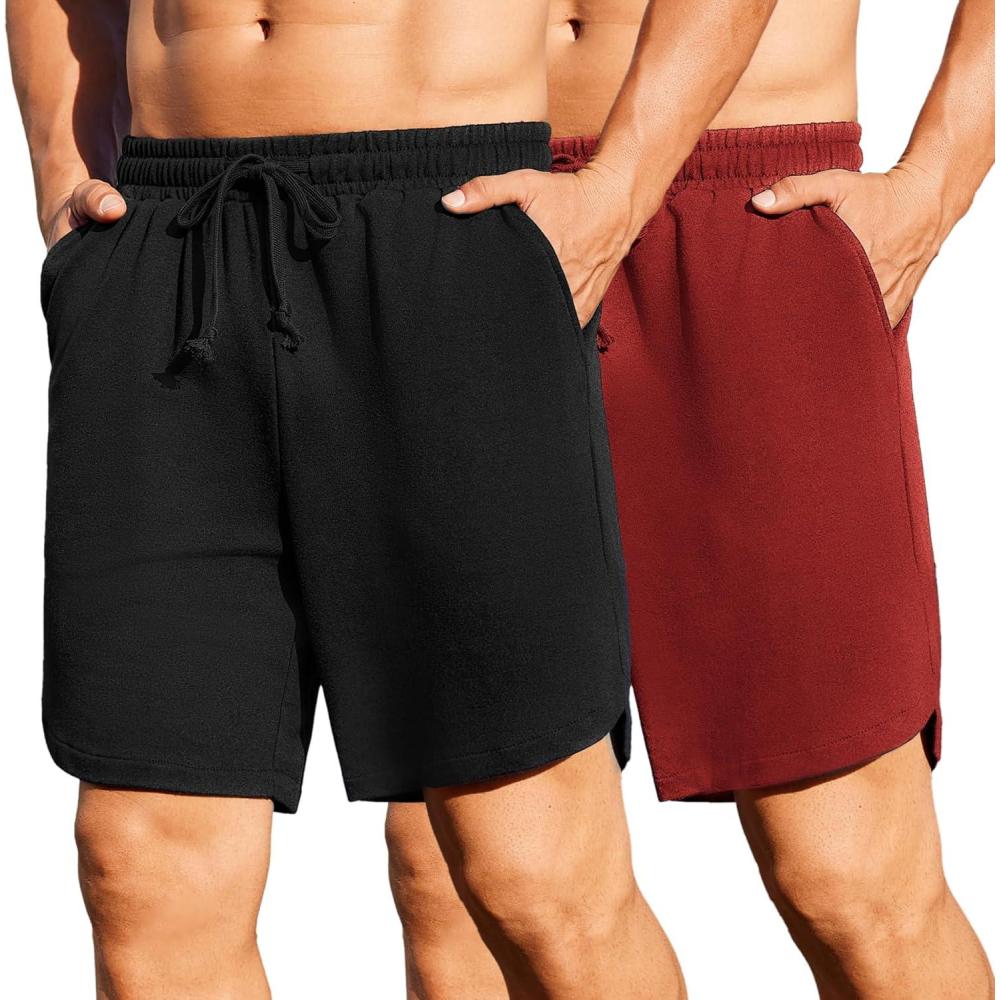 imageCOOFANDY Mens Gym ShortsBlackDark Red