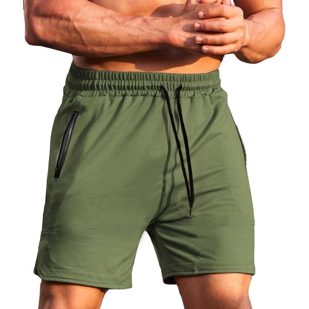 imageCOOFANDY Mens Gym Workout Shorts Athletic Training Shorts Fitted Weightlifting Bodybuilding Shorts with Zipper PocketsArmy Green