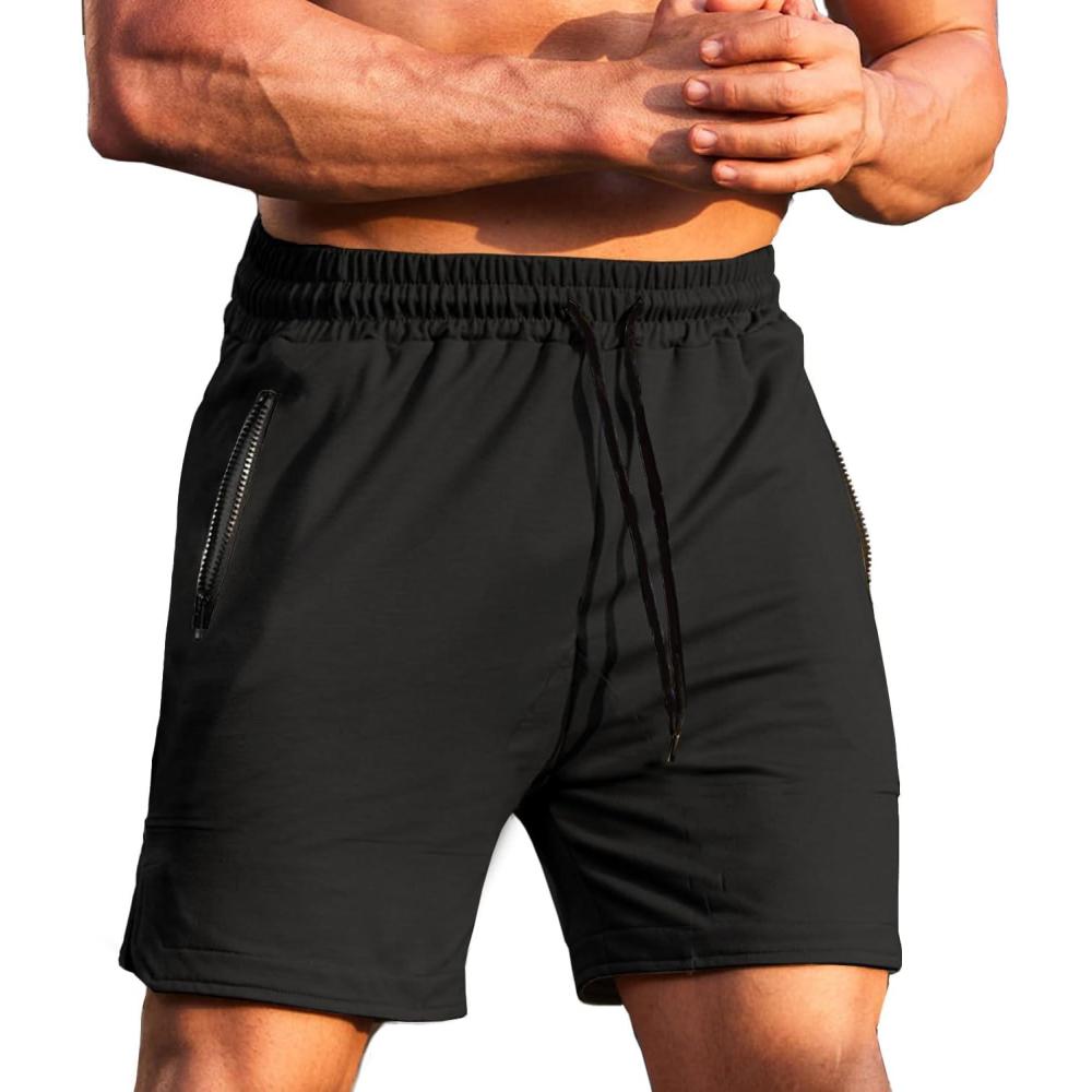 imageCOOFANDY Mens Gym Workout Shorts Athletic Training Shorts Fitted Weightlifting Bodybuilding Shorts with Zipper PocketsBlack