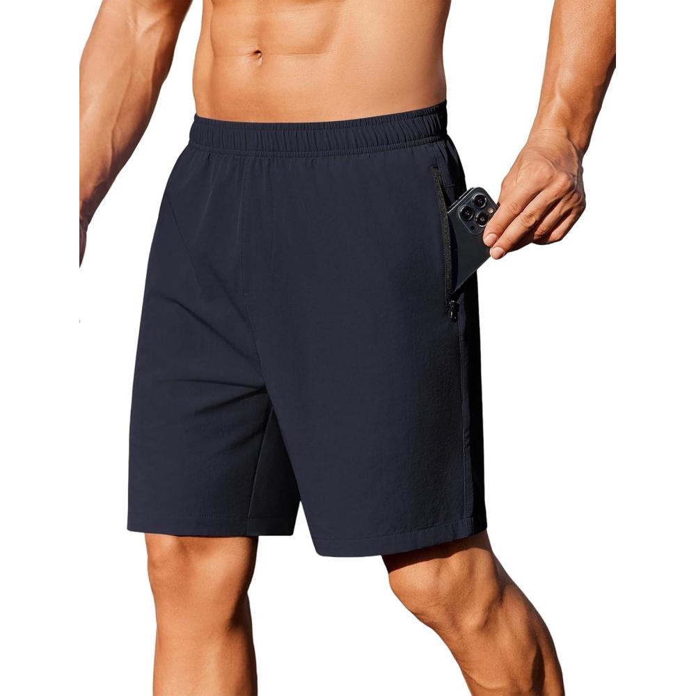 imageCOOFANDY Mens Gym Workout Shorts Athletic Training Shorts Fitted Weightlifting Bodybuilding Shorts with Zipper PocketsBlue Purple