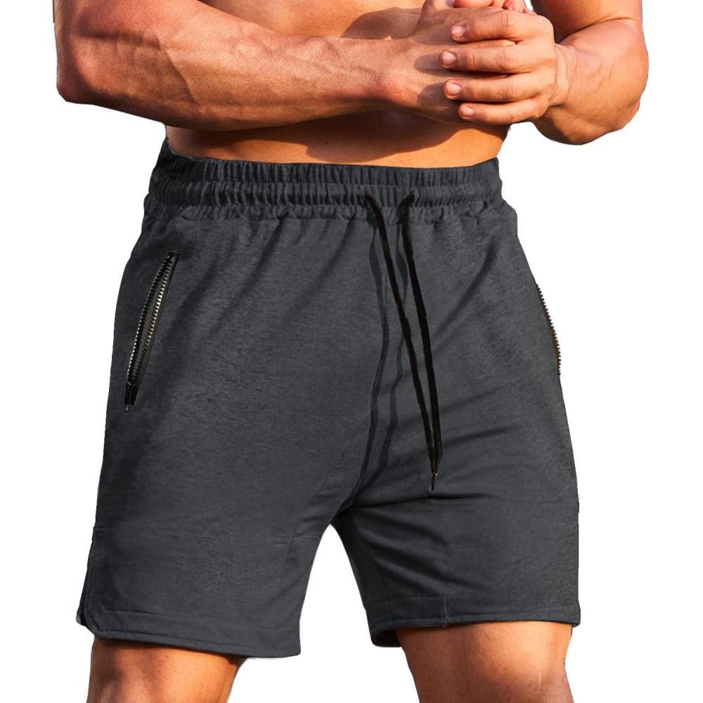 imageCOOFANDY Mens Gym Workout Shorts Athletic Training Shorts Fitted Weightlifting Bodybuilding Shorts with Zipper PocketsDark Grey