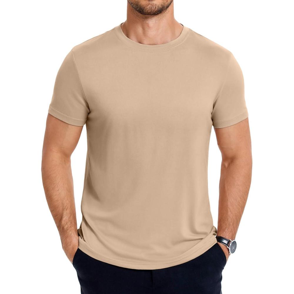 imageCOOFANDY Mens Short Sleeve TShirts Crew Neck Casual Summer T Shirts 13 Pack Basic Tee ShirtAkhaki 1pack