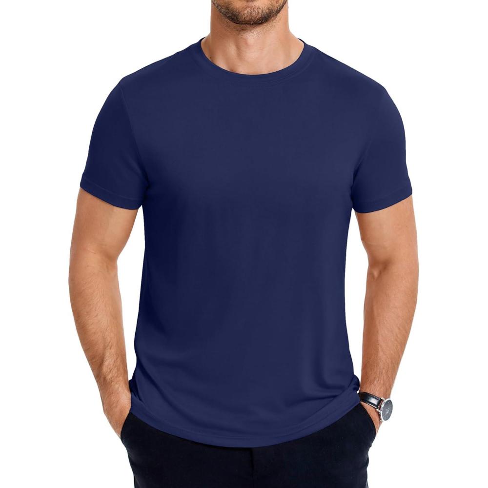 imageCOOFANDY Mens Short Sleeve TShirts Crew Neck Casual Summer T Shirts 13 Pack Basic Tee ShirtAnavy Blue 1pack