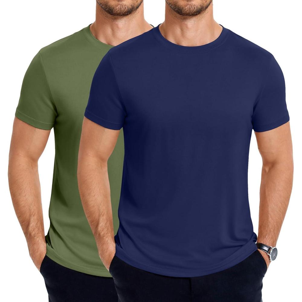 imageCOOFANDY Mens Short Sleeve TShirts Crew Neck Casual Summer T Shirts 13 Pack Basic Tee ShirtB Navy BlueArmy Green 2 Pack