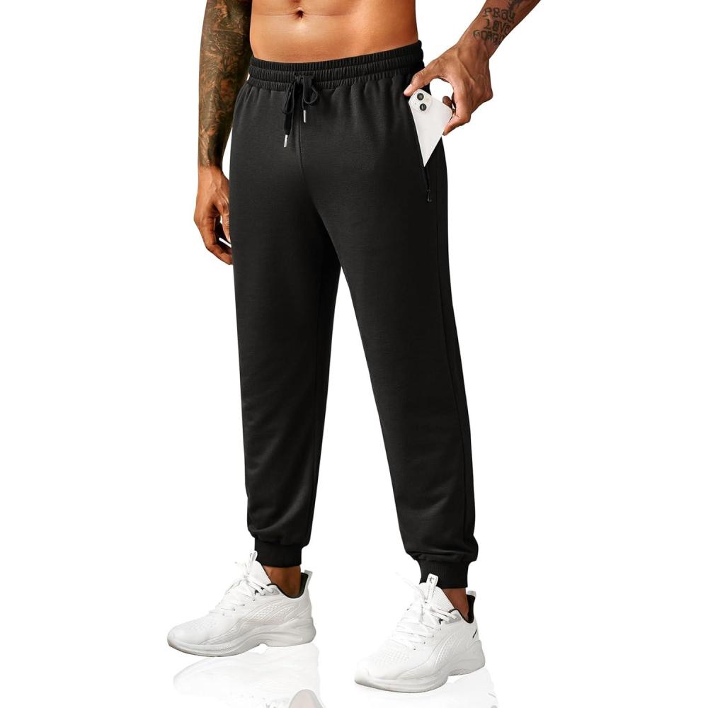 imageCOOFANDY Mens Sweatpants Joggers Workout Casual Athletic Gym Pants Lightweight Elastic Wasit Sweatpants with PocketsBlack