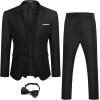 COOFANDY Men 3 Piece Suit Slim Fit Tuxedo One Button Prom Suits Blazer Jacket Vest Pants with Tie(Black)