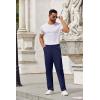 COOFANDY Men Casual Cotton Pants Classic Fit Stretch Chino Pant Flat Front Wrinkle-Free Pants(Navy Blue)