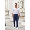 COOFANDY Men Casual Cotton Pants Classic Fit Stretch Chino Pant Flat Front Wrinkle-Free Pants(Navy Blue)