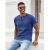COOFANDY Men Casual Shirt Short Sleeve Summer Basic T Shirt Pocket Soild Tee Top(Azure Blue)
