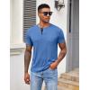 COOFANDY Men Casual Shirt Short Sleeve Summer Basic T Shirt Pocket Soild Tee Top(Blue)