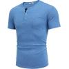 COOFANDY Men Casual Shirt Short Sleeve Summer Basic T Shirt Pocket Soild Tee Top(Blue)