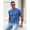 COOFANDY Men Casual Shirt Short Sleeve Summer Basic T Shirt Pocket Soild Tee Top(Blue)
