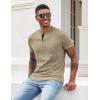 COOFANDY Men Casual Shirt Short Sleeve Summer Basic T Shirt Pocket Soild Tee Top(Khaki)