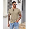 COOFANDY Men Casual Shirt Short Sleeve Summer Basic T Shirt Pocket Soild Tee Top(Khaki)