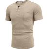 COOFANDY Men Casual Shirt Short Sleeve Summer Basic T Shirt Pocket Soild Tee Top(Khaki)