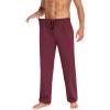 COOFANDY Men Cotton Yoga Pants Casual Sweatpants Jogger Open Bottom Lounge Pants with Pockets(Dark Red)