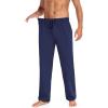 COOFANDY Men Cotton Yoga Pants Casual Sweatpants Jogger Open Bottom Lounge Pants with Pockets(Navy Blue)