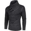COOFANDY Men Knitted Hoodies Pullover Casual Long Sleeve Slim Fit Turtleneck Sweaters(A- Dark Grey)