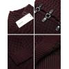 COOFANDY Men Knitted Hoodies Pullover Casual Long Sleeve Slim Fit Turtleneck Sweaters(A- Wine Red)