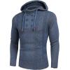 COOFANDY Men Knitted Hoodies Pullover Casual Long Sleeve Slim Fit Turtleneck Sweaters(Blue)