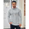 COOFANDY Men Knitted Hoodies Pullover Casual Long Sleeve Slim Fit Turtleneck Sweaters(Light Gray)