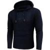 COOFANDY Men Knitted Hoodies Pullover Casual Long Sleeve Slim Fit Turtleneck Sweaters(Navy Blue)