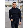 COOFANDY Men Knitted Hoodies Pullover Casual Long Sleeve Slim Fit Turtleneck Sweaters(Navy Blue)