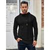 COOFANDY Men Knitted Hoodies Pullover Casual Long Sleeve Slim Fit Turtleneck Sweaters(Pure Black)