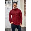 COOFANDY Men Knitted Hoodies Pullover Casual Long Sleeve Slim Fit Turtleneck Sweaters(Red)