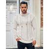 COOFANDY Men Knitted Hoodies Pullover Casual Long Sleeve Slim Fit Turtleneck Sweaters(White)