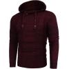 COOFANDY Men Knitted Hoodies Pullover Casual Long Sleeve Slim Fit Turtleneck Sweaters(Wine Red)