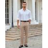 COOFANDY Men Linen Dress Pants Classic Fit Suit Pants Lightweight Wrinkle Free Casual Trousers(Dark Khaki)