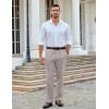 COOFANDY Men Linen Dress Pants Classic Fit Suit Pants Lightweight Wrinkle Free Casual Trousers(Light Grey)