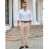 COOFANDY Men Linen Dress Pants Classic Fit Suit Pants Lightweight Wrinkle Free Casual Trousers(Light Khaki)